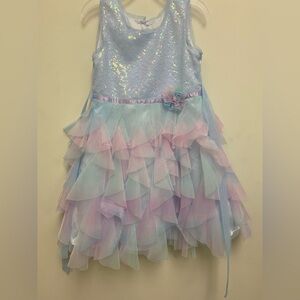Jona Michelle Sparkling Blue Sequin Girtls Dress Size 6